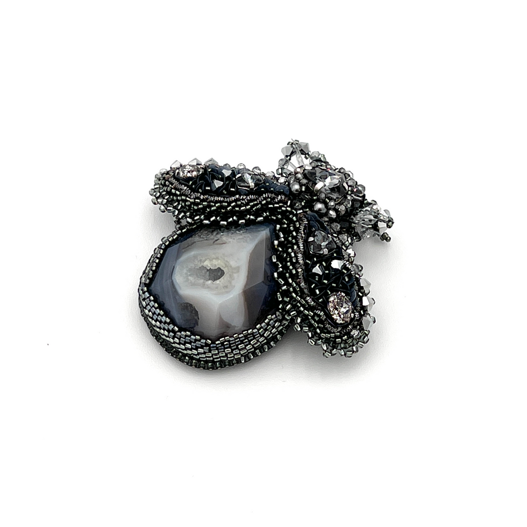 "Qami" Beetle Brooch with Natural Stones & Swarovski Crystals