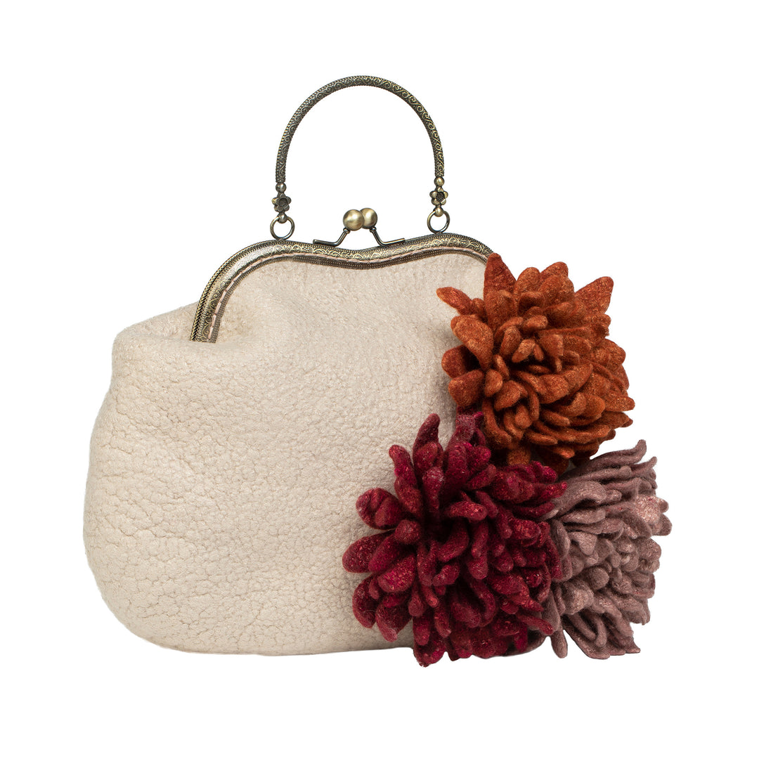 Multicolor Large Victorian Style Chrysanthemum Wool Bag