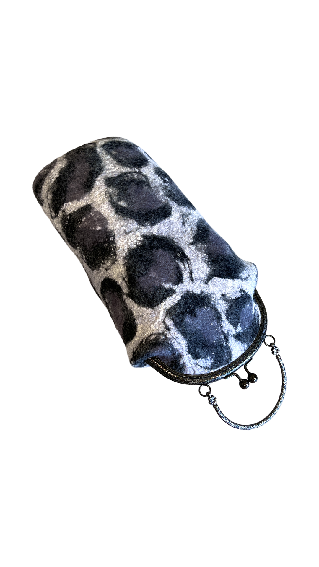 Victorian Style Snow Leopard Print Wool Bag | Gray & Black