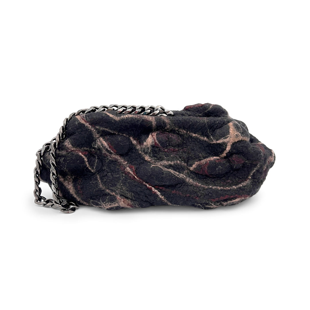 Black & Tan Victorian Style Bubble Marble Wool Bag