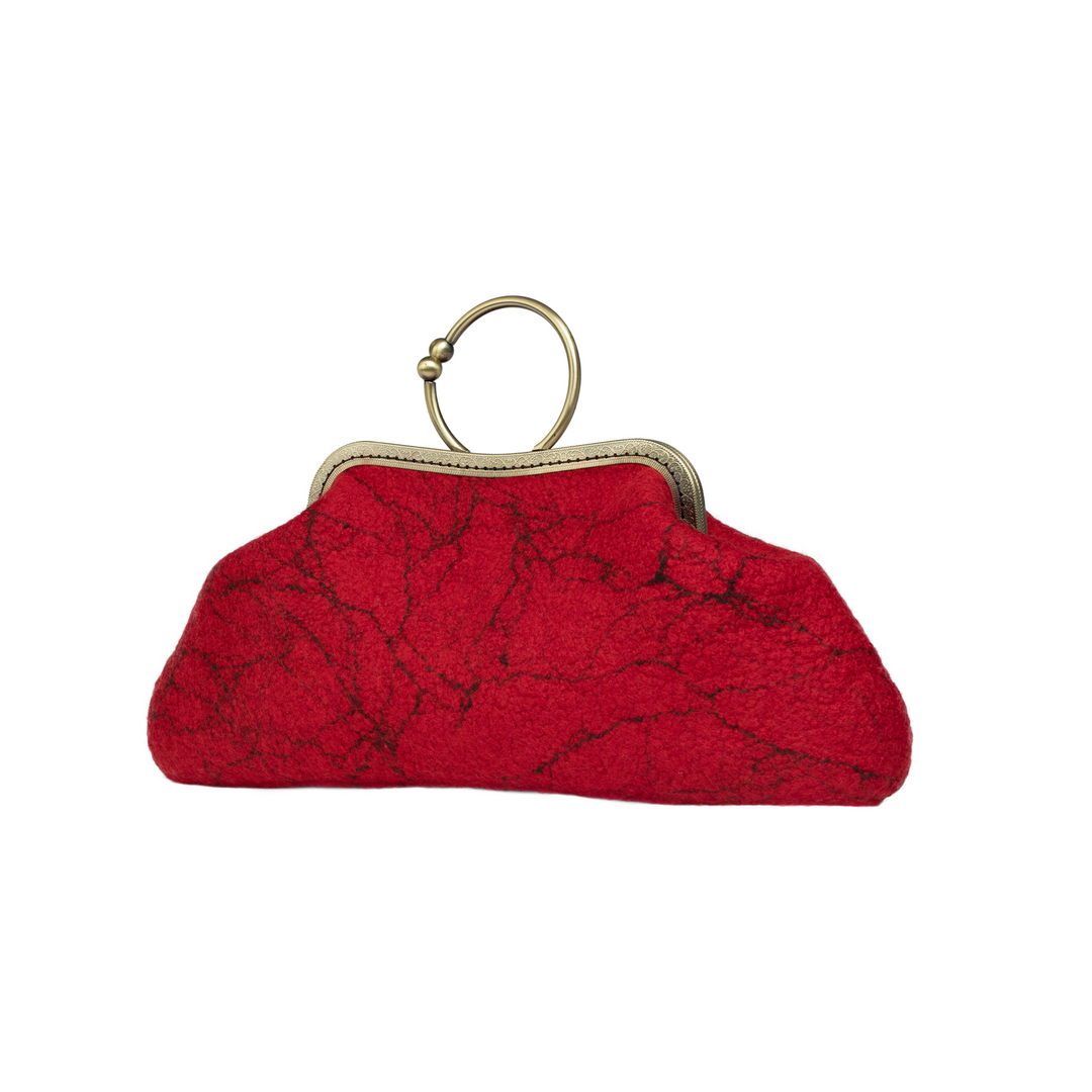 Firetruck Red Victorian Style Marble Wool Bag