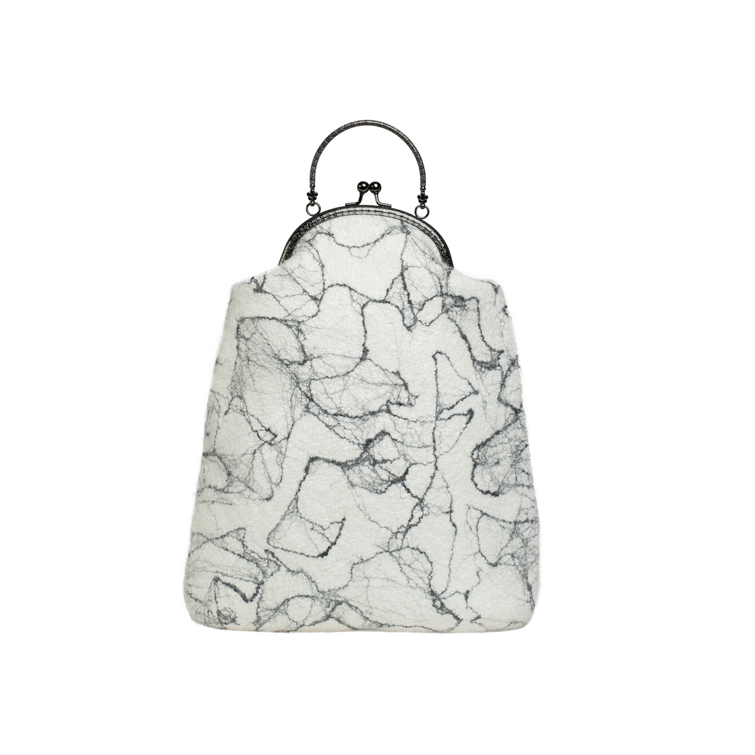 White & Gray Victorian Style Large Marble Wool Bag