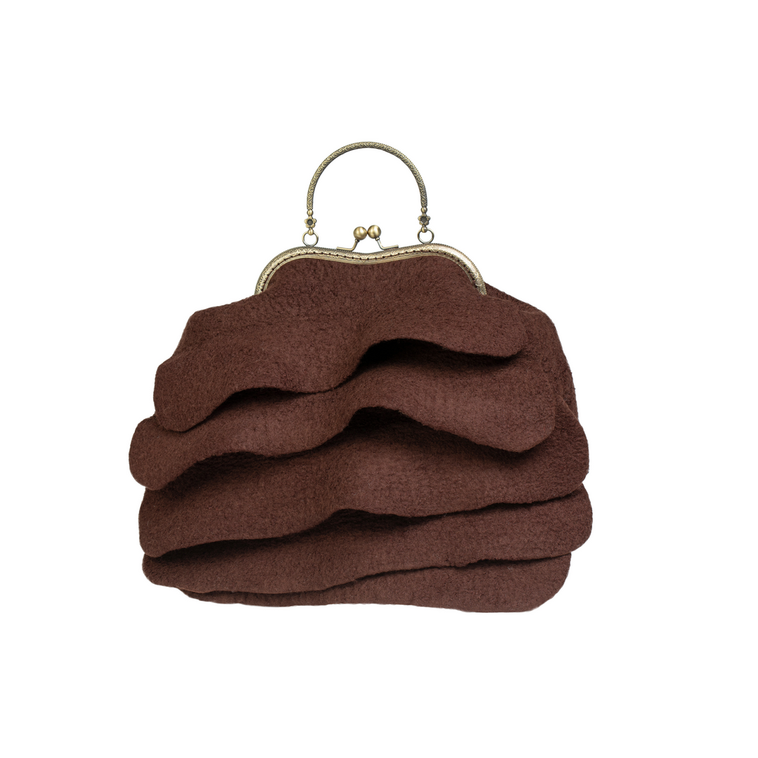 Coffee Brown Victorian Style Wave Wool Bag