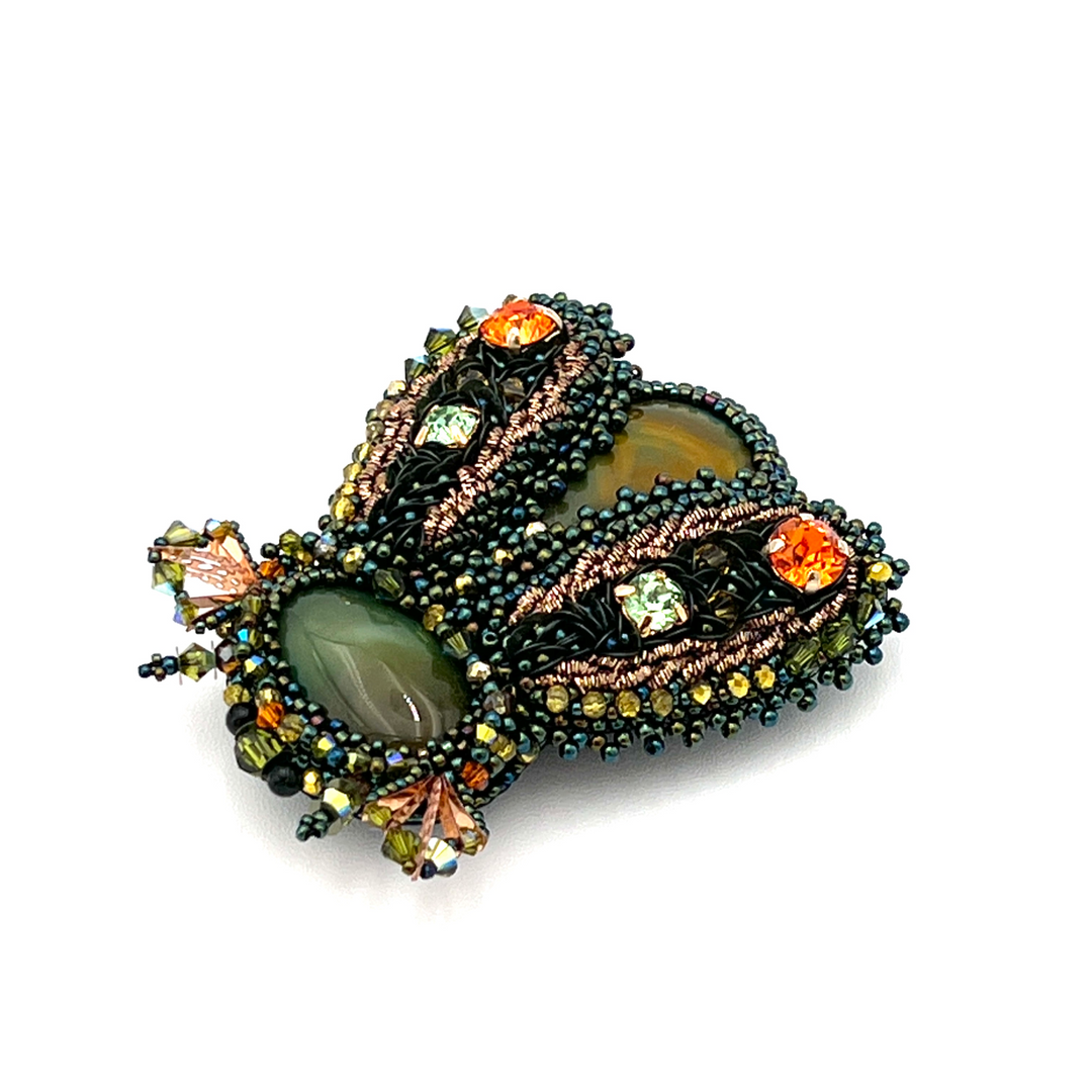 "Jamaica" Beetle Brooch with Natural Stones & Swarovski Crystals