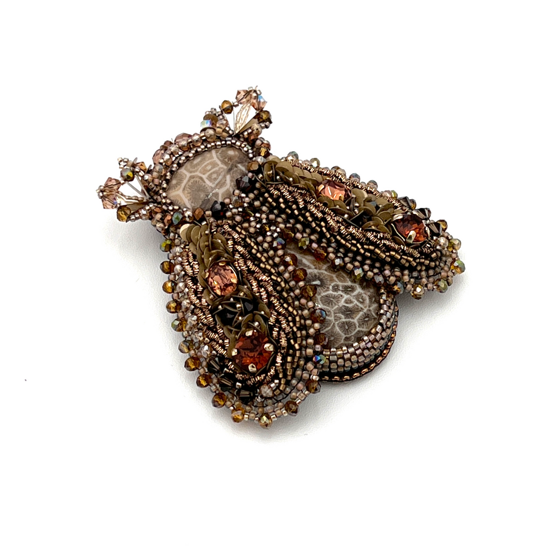 "Angel" Beetle Brooch with Natural Stones & Swarovski Crystals
