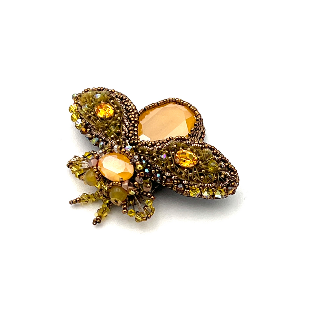 "Canary Yellow" Beetle Brooch with Swarovski Fancy Stones