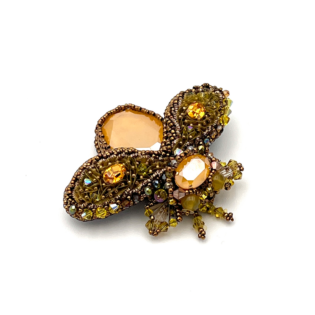 "Canary Yellow" Beetle Brooch with Swarovski Fancy Stones