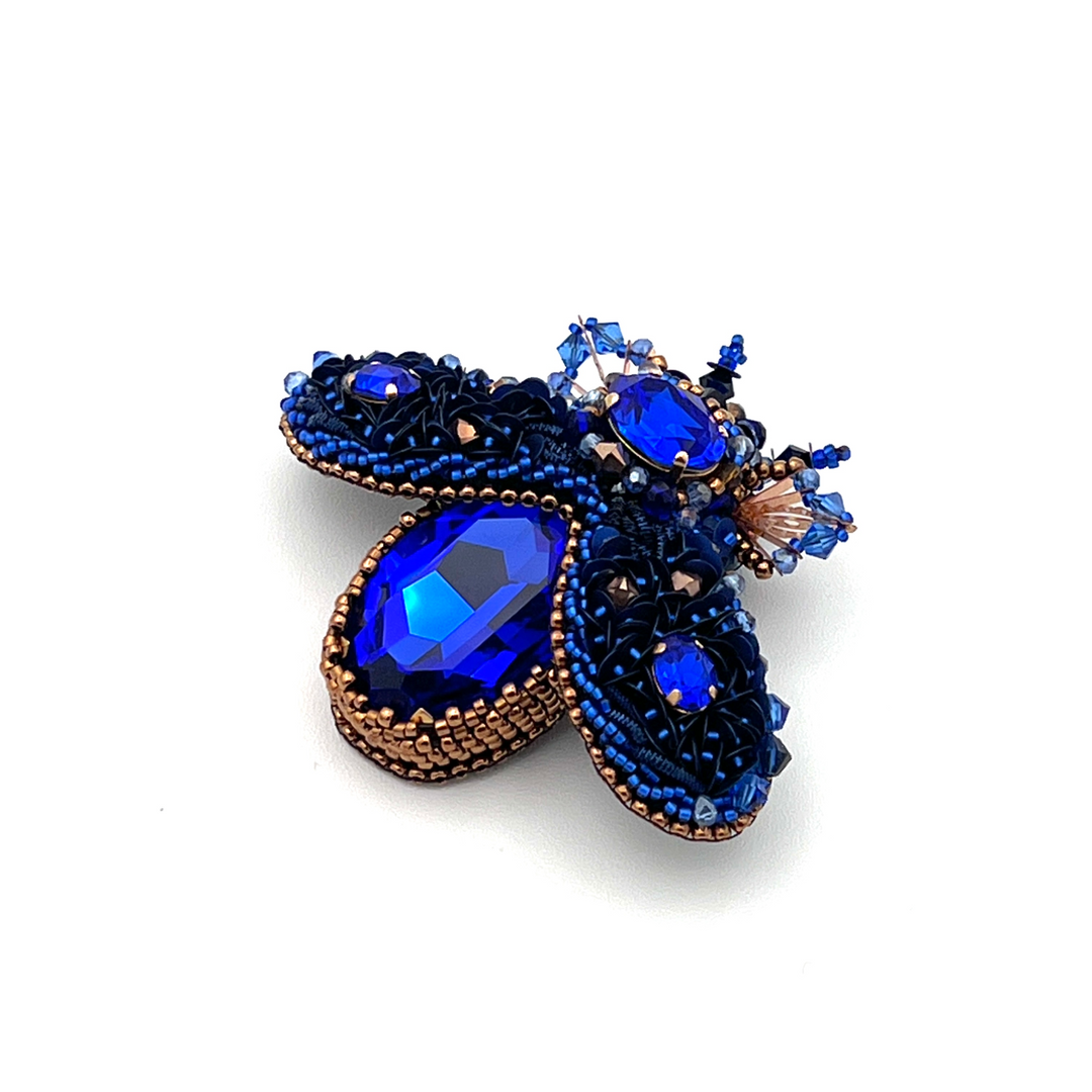 "Royal Blue" Beetle Brooch with Swarovski Fancy Stones