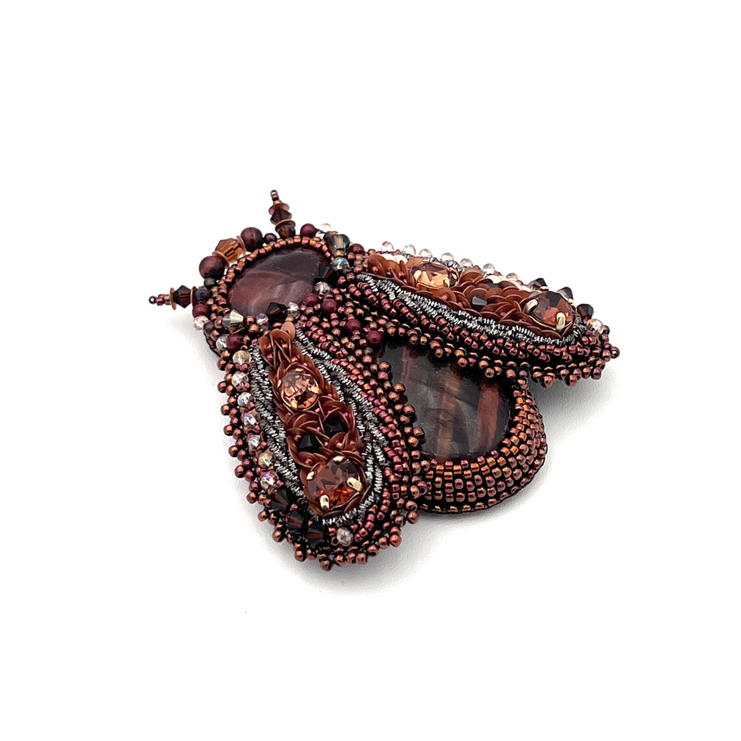 "Nare" Beetle Brooch with Natural Stones & Swarovski Crystals