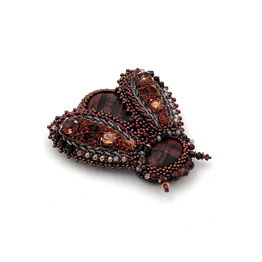 "Nare" Beetle Brooch with Natural Stones & Swarovski Crystals