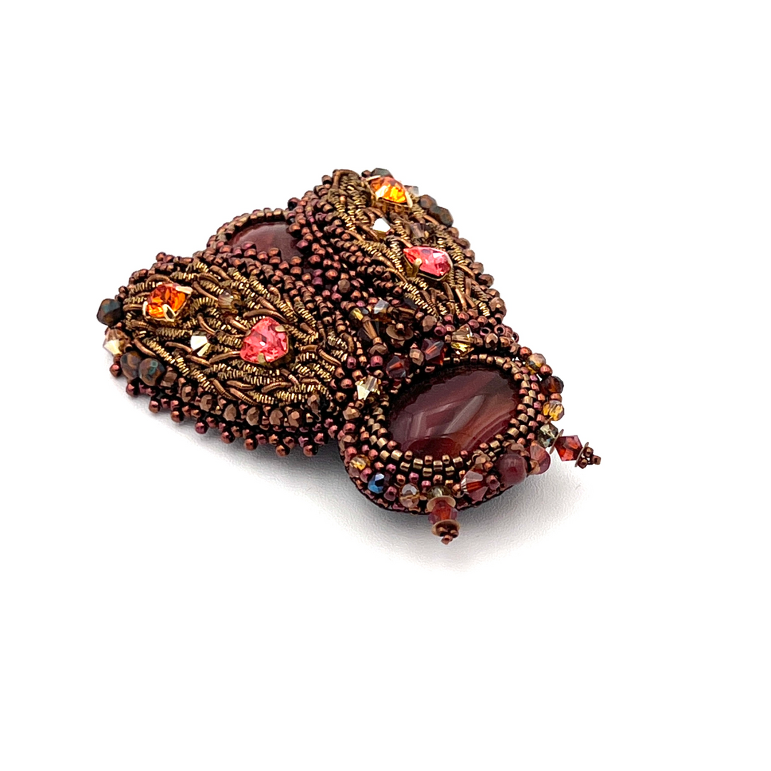 "Autumn" Beetle Brooch with Natural Stones & Swarovski Crystals