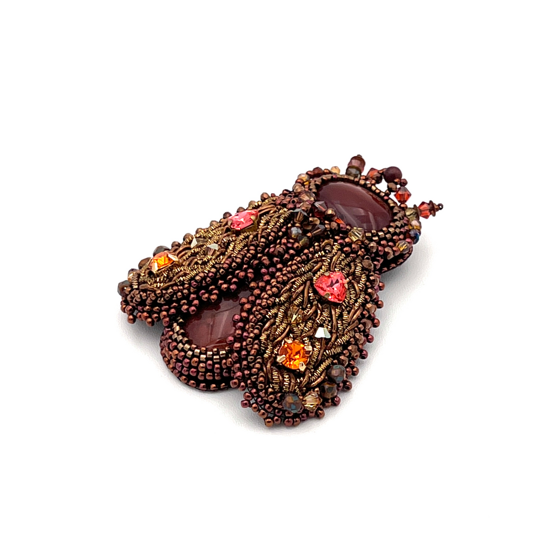 "Autumn" Beetle Brooch with Natural Stones & Swarovski Crystals