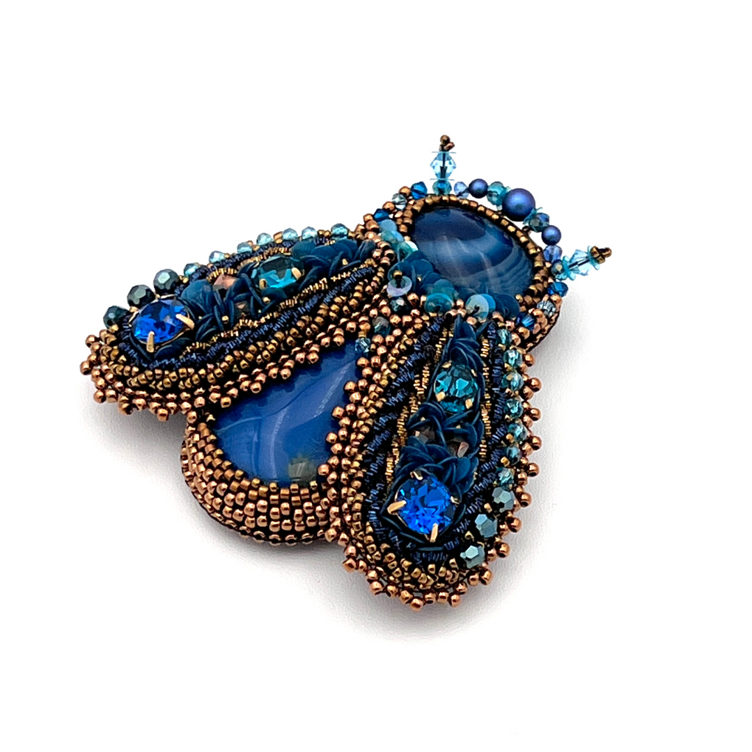 "Capri" Beetle Brooch with Natural Stones & Swarovski Crystals