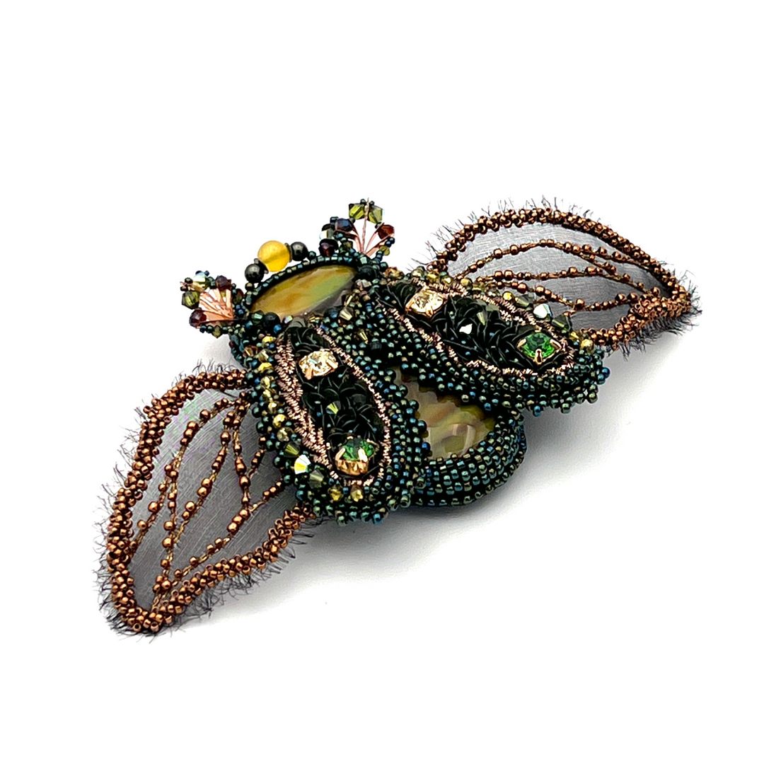 "Royal Duchess" Beetle Brooch with Natural Stones & Swarovski Crystals